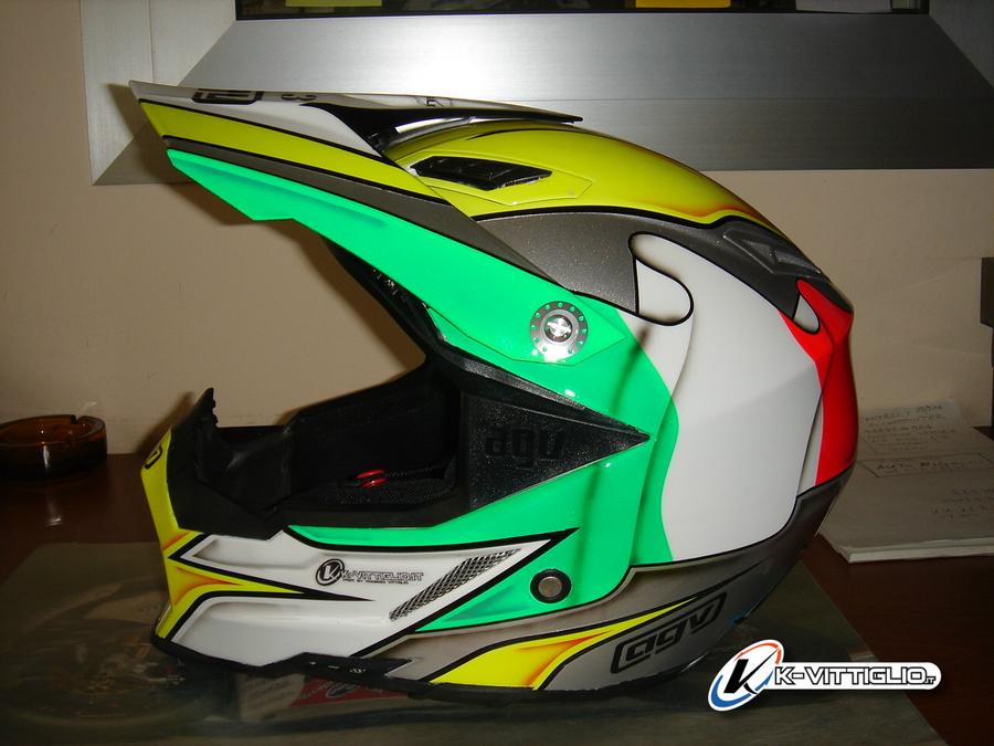 Casco da cross AGV giallo fluo, verde e nero